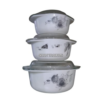 Picture of 3Pcs Oven Proof Glass Serving Dish With Lid- Transparent 3 Pcs Set With Lid. Oven Use And Serving Dish And Bakeware,Oven Proof Glass Serving Dish.