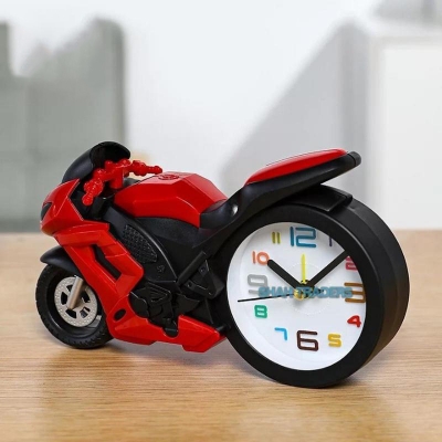 Picture of Motorcycle Alarm Clock Portable Battery Power Desktop Alarm Clock Watch For Children Friends Gift Table Decoration