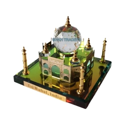 Picture of Collectible  Metal & Crystal Taj Mahal Showpiece, Medium, Multicolour