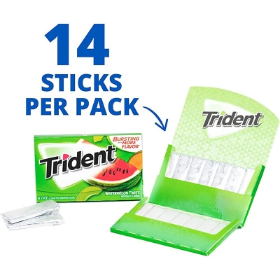 Picture of Trident Sugar Free Gum Watermelon Twist Chewing Gum 14 Sticks (Pack Of 1)