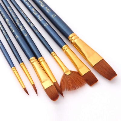 Picture of Paint Brush Set 7 Pieces Professional Paint Brushes Artist Brushes Nylon Hair Brushes Assorted Shapes for Watercolor Oil Acrylic Painting