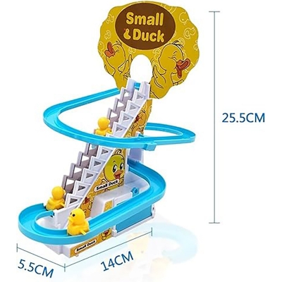 Picture of DIY Rail Racing Track Electric Small Duck Climbing Stairs Toy Pig Action Figures Toys Music Roller Coaster Toy For Kids Gift