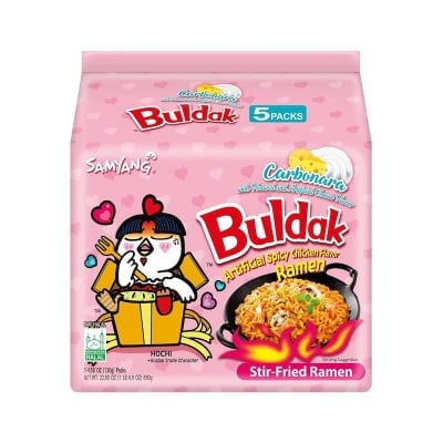 Picture of Samyang Buldak Hot Spicy Chicken Ramen | Korean Stir-Fried Instant Noodles | Carbonara | 5 Pack