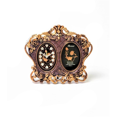 Picture of ঘড়ি এবং ফটো ফ্রেম চকোলেট ডার্ক ক্লক টেবেল ওয়াচ - Room Decoration