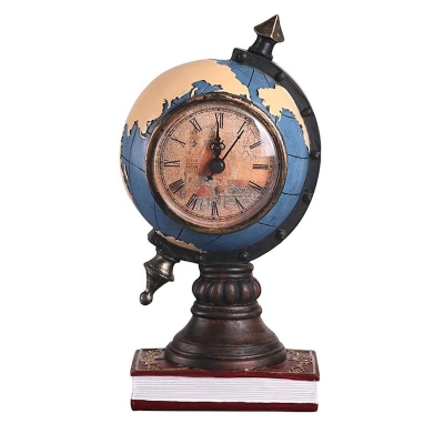 Picture of Holiday decoration sliver gold wooden resin earth world globe with bell figurine