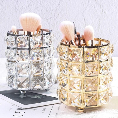 Picture of Organizador de Maquillaje de cristal, caja de almacenamiento de Metal para brochas de maquillaje, lápiz de cejas, cuentas de cristal para joyería