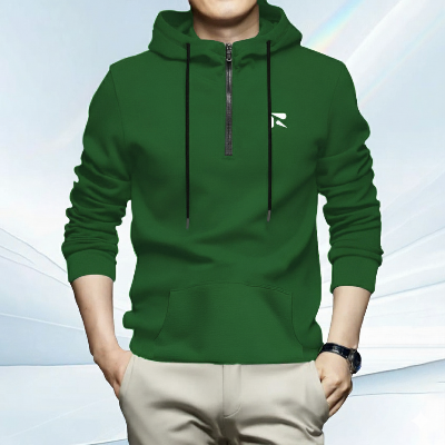 Picture of Men's Winter Hoodie Half Zipper (Green)