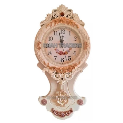 Picture of Vintage Metal Wall Clock Pendulum Brown Decorative Carved Rustic