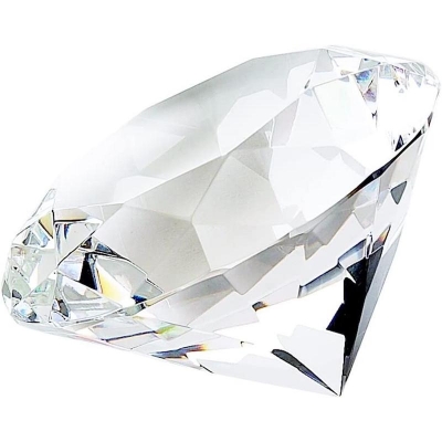 Picture of Diamond Shaped Crystal Paperweight, Clear Crystal Diamond Jewel Paperweight Sparkling Glass Gem Centerpieces Decoration with Gift Box for Home Office Wedding Decor