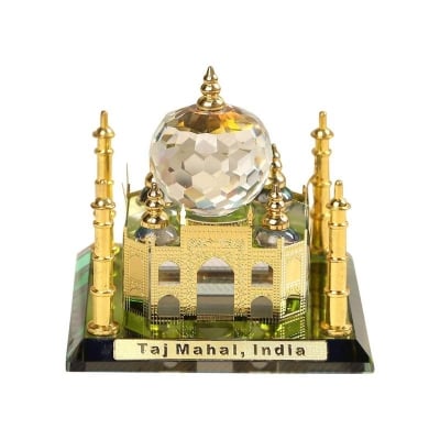 Picture of Collectible  Metal & Crystal Taj Mahal Showpiece, Medium, Multicolour