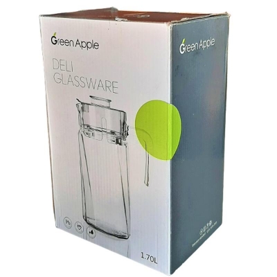 Picture of 1.7 Litre Green Apple Deli Glassware Crystal Clear Glass Water Jug And Juice Jug And Pitcher With Plastic Lid,Water Jug/ glass juice jar