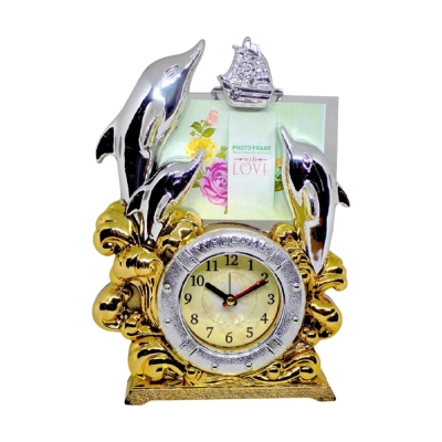 Picture of Dolphin Style Photo Frame with Clock for Study Table, Photo Frame Collages with Clock, Multicolor, Pack of 1