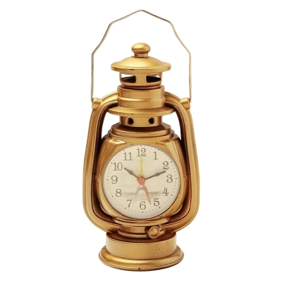 Picture of Table Kerosene Light Clock Living Room Decor Articles Office Craft Ornament Vintage Alarm Clock Retro Oil Lamp Alarm Clock Watch