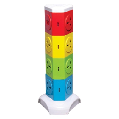 Picture of Fire proof plastic body Multiplug ML 4 Way Tower Double USB Charger