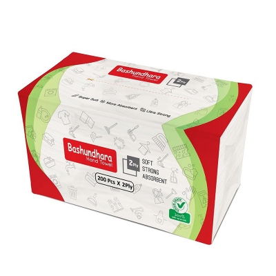 Picture of Bashundhara 2PLY Hand Towel Premium White Poly