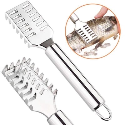 Picture of Fish Scaler Brush StainlessSteel Fish Scaler Remover with Sawtooth Easily Remove Fish Scales-Cleaning Brush Scraper Kitchen Tool