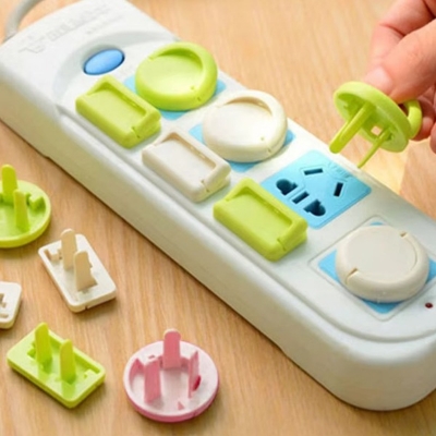 Picture of Anti Electric Shock Plugs Protector 4 pcs Kids Safety Plug Two-hole Plug Protective Cover Kids Baby Care Safe Socket Guard Protection Children's Safety Electrical Outlet Cover