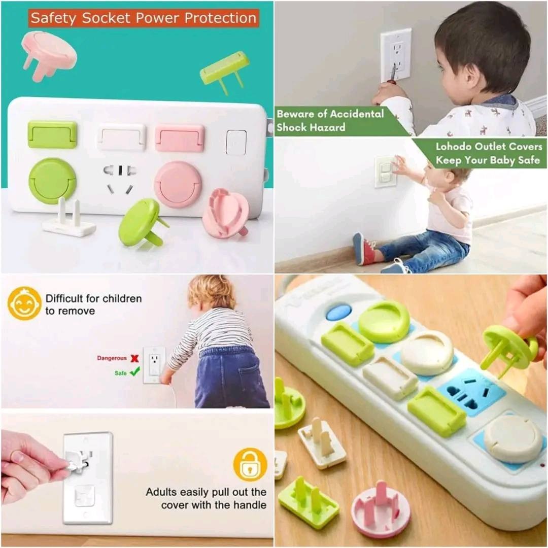 Picture of Anti Electric Shock Plugs Protector 4 pcs Kids Safety Plug Two-hole Plug Protective Cover Kids Baby Care Safe Socket Guard Protection Children's Safety Electrical Outlet Cover