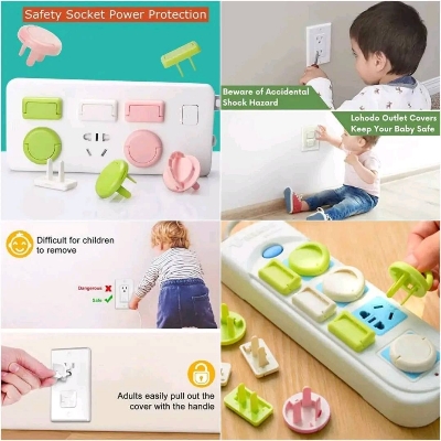 Picture of Anti Electric Shock Plugs Protector 4 pcs Kids Safety Plug Two-hole Plug Protective Cover Kids Baby Care Safe Socket Guard Protection Children's Safety Electrical Outlet Cover