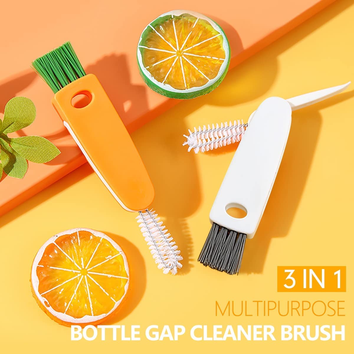 Picture of Beauty Nymph 3 in 1 Bottle Cap Detail Brush Multipurpose Bottle Gap Cleaner Brush for Insulation Cup Cover Groove Gap Deep Detail Cleaning Brushes Tool (White)