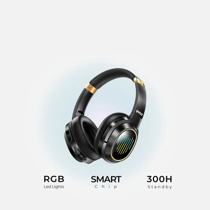 Picture of BWOO BW-586 Folding Wireless Headphones Noise Cancelling BT V5.4 RGB Light