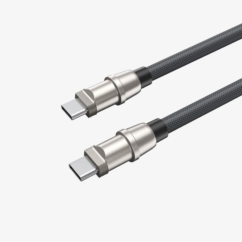 Picture of Bwoo X310 C-C USB Type-C Male to Male, 1.2 Meter, Dark Grey Charging & Data Cable With Phone Lanyard