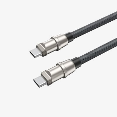 Picture of Bwoo X310 C-C USB Type-C Male to Male, 1.2 Meter, Dark Grey Charging & Data Cable With Phone Lanyard