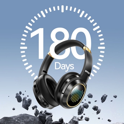 Picture of Bwoo BO-BW586 RGB Over Ear Bluetooth Black Noise Cancelling Headphone