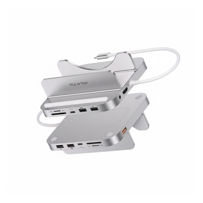 Picture of PULWTOP Mac Mini M4 Dock with 4TB M.2 SSD Enclosure & HD4K, USB-A/C 10Gbps, SD/TF (SSD NOT Included) for Mac Mini M4 Pro
