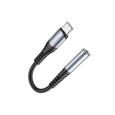 Picture of Hoco LS33 | Metallic 12 cm Type‑C to 3.5 mm DAC Audio Adapter | Aluminum & Braid, Mic & Wire‑Control Support, Huawei Xiami OnePlus Compatible
