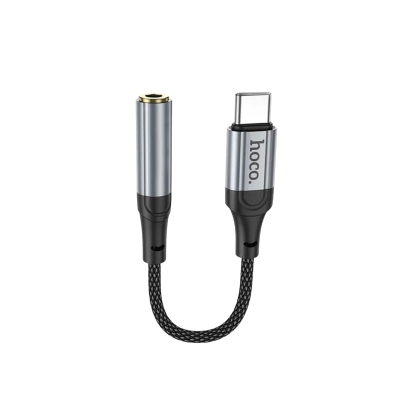 Picture of HOCO | LS36 “Fresh” Type-C to 3.5mm Audio Converter | USB-C to 3.5mm DAC Adapter | Mic & Wire Control | Metal + Nylon Braid, 12cm | For USB-C Phones, Tablets & Laptops