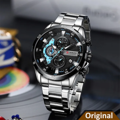 Picture of Curren Chronograph Stainless Steel Watch for Men Silver Black (8402 )