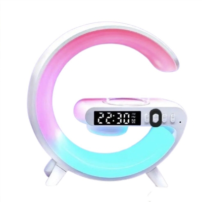 Picture of Speaker G63 Lamp - APP Control 3 in 1 Multi-Function Bluetooth Speaker With Wireless Charging, RGB Light and Alarm Clock - Charger G Lamp with Sunrise Alarm for Bedroom & Bedside table-Multicolor