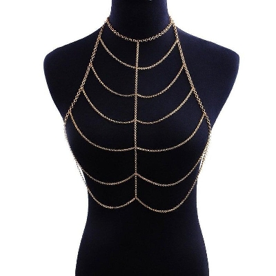 Picture of Body Jewelry, Chain Jewellery, Bralette, Chest Chain Jewelry, Bodychain, Body Harness, Beach Jewelry