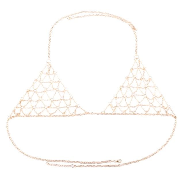 Picture of Mesh Bralette Underwear Jewelry for Women Bling Gold Silver Color Body Chain Bra Harness Waist Jewellery Party - Nose Pin - Nose Pin