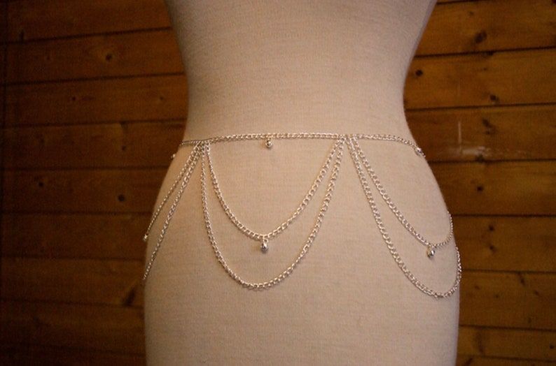 Picture of Layered Tone Curb Link Chain Tassel Shoulder Necklace and belly chain Layered Tone Curb Link Chain Tassel Shoulder Necklace