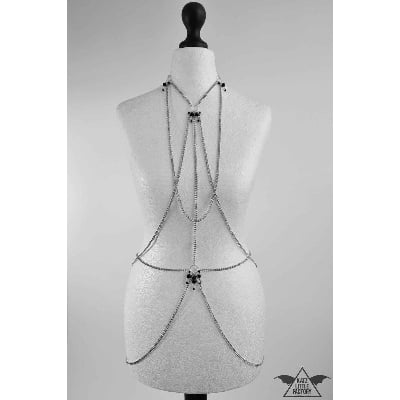 Picture of CCountess Body Chain Playsuit with Black Crystals