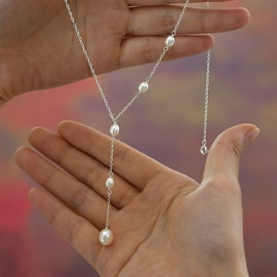 Picture of Elegant Pearl Tassel Necklace For Women Party Wedding Necklace Vogue Jewellery Girls Gift