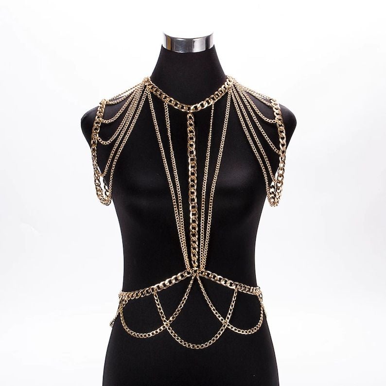 Picture of Premium Quality - Fashionable Tassel Dress Chain Set, Festival Jewelry body chain, shoulder necklace body jewellery - Trend and Need full