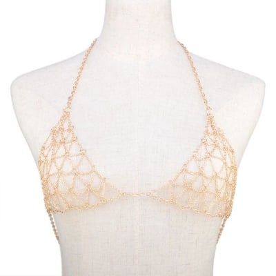 Picture of Mesh Bralette Underwear set Sexy Jewelry for Women Bling Gold Silver Color Body Chain Bra Harness Waist Jewellery Party - Nose Pin - Nose Pin