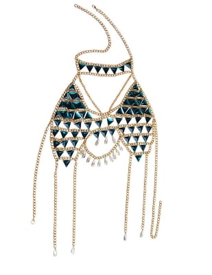 Picture of women fashion Women's rhinestone body chain jewellery, acrylic color bra, adjustable body jewellery for parties, nightclubs, beaches