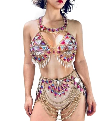 Picture of Women's rhinestone body chain jewellry ,rhinestone bra, adjustable body jewelry for parties, nightclubs, beaches