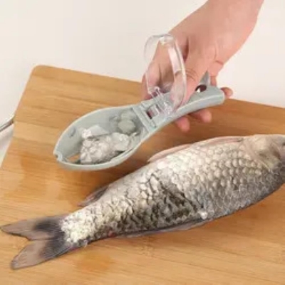Picture of Fish Skin Brush Scraping Fishing Scale Brush Graters Fast Remove Fish knife Cleaning Peeler Scaler Scraper mutfak malzemeleri, Blue, Scales scraper with lid