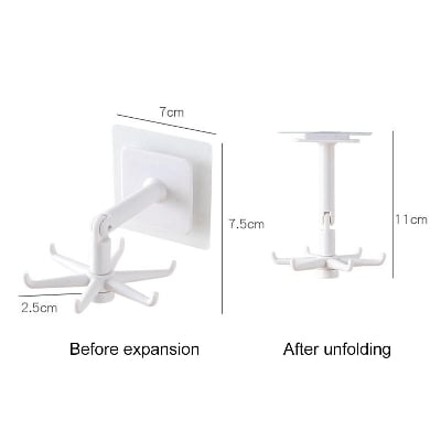 Picture of 360 Degrees Rotating Hook Holder Punch-free Bathroom Organizar Storage Rack Self Adhesive Wall Mounted Hanging Hanger