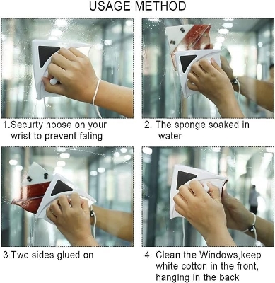 Picture of Magnetic Window Cleaner, Double Side Window Cleaning Brush Glass Washer Wiper