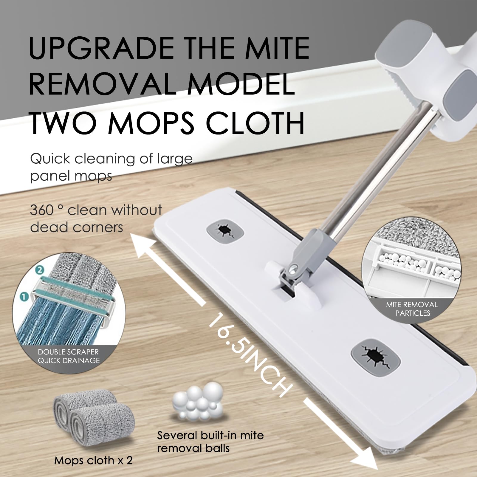 Picture of M6 Premium Microfiber Flat Mop for Floor Cleaning M-6 Removable Washable Cleaning Pad and Mop