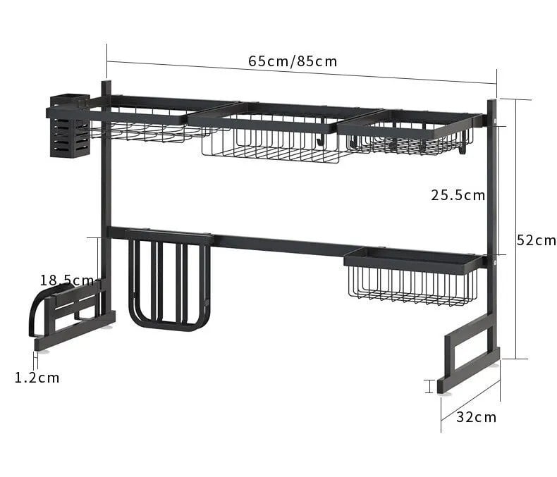 Picture of Premium 85cm Kitchen Shelf Organizer Dish Drying Rack Over Sink Utensils Holder Bowl Dish Draining Shelf Kitchen Storage Countertop Organizer