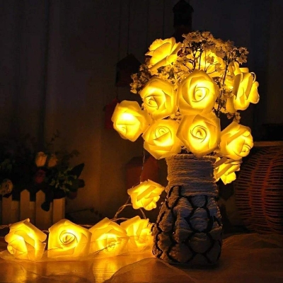 Picture of Decorative party fairy light warm white Artificial Soft fashionable White rose fairy led lights for decoration, party light