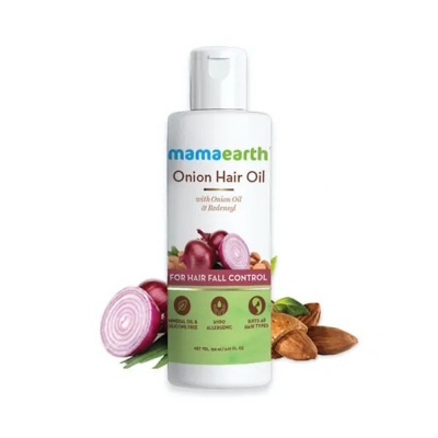 Picture of International Indian Product Mamaearth onion hair oil for hair regrowth & hair fall control with redensyl (100ml)