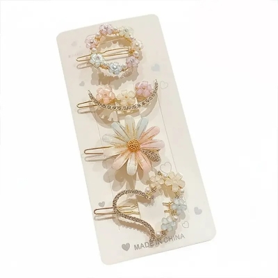 Picture of Pearl Hair Clip Headdress Set For Women Hair Band 100% Color Gurantee 4 Pieces